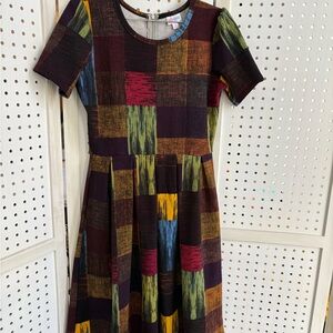 LuLaRoe Multicolor Patchwork Midi Dress